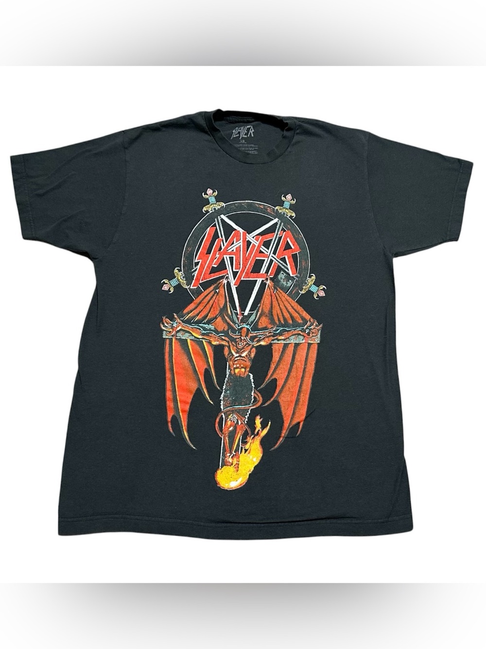 Slayer Crucified Demon T-Shirt size Large gray